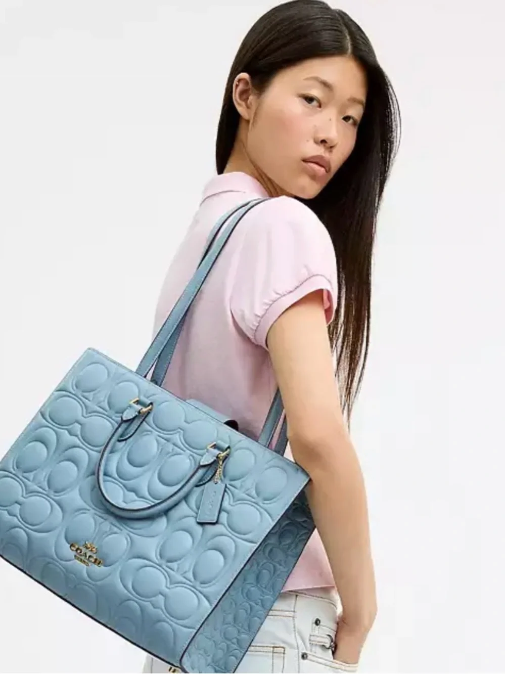 NWT Coach Maggie Tote & Matching Medium Corner Zip Wallet Set – Azure Blue